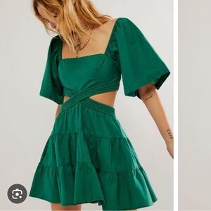 NWT Free People Cross of Sunlight Dress size M Green